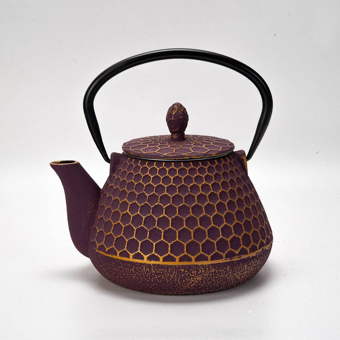 Urban Tokyo - Purple Honeycomb Design 32oz Cast Iron Tea Pot (1/8