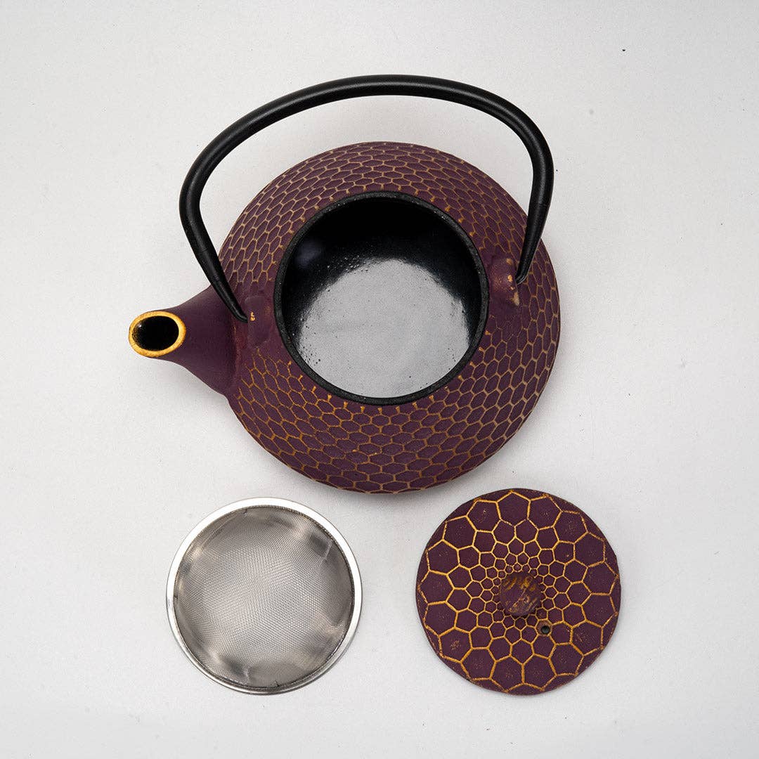 Urban Tokyo - Purple Honeycomb Design 32oz Cast Iron Tea Pot (1/8